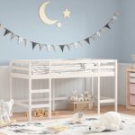 Lit mezzanine enfants chelle blanc 90x190 cm bois pin massif
