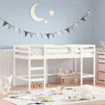 Lit mezzanine enfants chelle blanc 90x200 cm bois pin massif