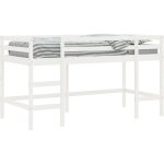 Lit mezzanine enfants échelle blanc 90x200 cm bois pin massif Lit mezzanine enfants échelle blanc 90x200 cm bois pin massif