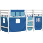 Lit mezzanine enfants avec rideaux sans matelas bleu 90x190 cm vidaxl