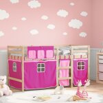Vidaxl - lit mezzanine enfants avec rideaux sans matelas rose 80x200cm