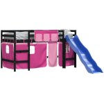 Lit mezzanine enfants avec rideaux sans matelas rose 80x200cm vidaxl