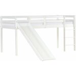 Dcoshop26 - lit mezzanine pour enfant avec sommier  lattes chelle et toboggan 90x200 cm en bois blanc ...