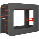 Vente - unique - lit mezzanine gamer 90 x 200 cm - avec bureau et rangements - avec leds - anthracite ...