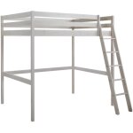 Vente - unique - lit mezzanine gedeon ii - 140 x 190 cm - pin massif - blanchi Vente - unique - lit mezzanine gedeon ii - 140 x 190 cm - pin massif - blanchi