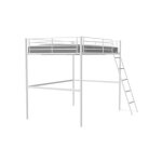 Sans marque - lit mezzanine en mtal - eliot - blanc - 140 x 200 cm - sommier inclus