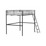 Sans marque - lit mezzanine en mtal eliot - noir - sommier inclus - 140 x 200 cm