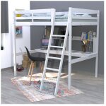 Le quai des affaires - lit mezzanine studio 140x190 + 1 sommier + bureau + �tag�re / blanc / 201x197x191 ...