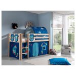 Lit mi - hauteur 90x200 sommier inclus et housse astro vipack pino - bois