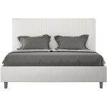 Lit moderne 160x200 cm avec tête de lit rayures verticales matelassé simili cuir blanc bazen - option ... Lit moderne 160x200 cm avec tête de lit rayures verticales matelassé simili cuir blanc bazen - option ...