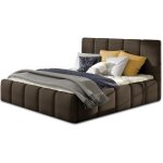 Les tendances - lit adulte vika ? velours capitonn� - marron - 160x200 - version avec sommier