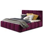 Lit adulte vika ? velours capitonn� - prune - 160x200
