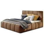 Les tendances - lit adulte vika ? velours capitonn - marron clair - 180x200