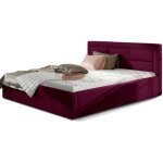 Les tendances - lit moderne velours capitonn rizaro - avec ou sans rangement - magenta fonc - 160x200 ...
