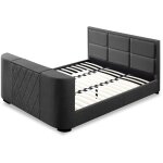 Sampur - lit palace tv : solide, confortable, design rafin� avec meuble tv int�gra - gris fonc� 140x190 ...