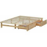 D�coshop26 - lit palette en bois massif 140x200 cm avec tiroirs de rangement et sommier � lattes lit06220 ...