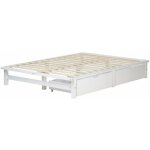 Décoshop26 - lit palette en bois massif blanc 140x200 cm avec tiroirs de rangement et sommier à lattes ... Décoshop26 - lit palette en bois massif blanc 140x200 cm avec tiroirs de rangement et sommier à lattes ...