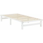 Dcoshop26 - lit palette avec sommier  lattes 90x200 cm en bois massif blanc lit06241