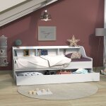 Lit palma 90x190 + tagre + 1 tiroir - lit / blanc / 198x116x75