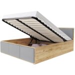 Kids literie - lit panama t 120x200 + coffre - sommier inclus chne - gris clair