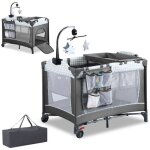 Lit parapluie bb pliable 3 en 1 - gris - table  langer - bote  musique - jouets suspendus