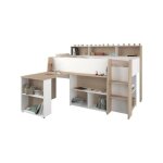 Parisot - lit combiné enfant avec bureau rétractable - décor blanc et chene - 90x 200 cm - sommier inclus ... Parisot - lit combiné enfant avec bureau rétractable - décor blanc et chene - 90x 200 cm - sommier inclus ...