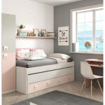 Lit  une place dcurci, cadre de lit pour chambre, lit simple avec lit gigogne et 2 tiroirs et tagre ...