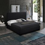 Lit une place et demi 120x190 en tissu avec sommier  lattes zurich - noir