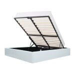 Les tendances - lit plateforme avec coffre de rangement pour couchage 140 x 200 cm pu blanc