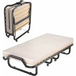 Costway - lit pliant, lit pliant d'appoint avec matelas en mousse de 10 cm pais, lit portable sur roulettes ...