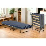 Lit pliant daaronso, lit pliant avec sommier � 12 lattes, matelas inclus, lit peu encombrant, 100% made ...