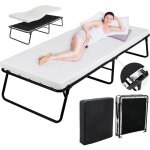 Lit pliant, lit d'invit pliable 80x191 cm, lit pliable en mtal avec matelas en mmoire de 7cm, lit ...