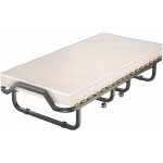 Lit pliant avec matelas 17 lattes, avec 4 roulettes pivotantes, tuyeaux 25 mm en metal durable, matelas ...
