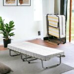 Lit pliant vania, lit pliant avec sommier  15 lattes, matelas inclus, lit peu encombrant, 100% made ...