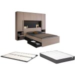 Vente - unique ? lit pont 140 x 190 cm avec rangements ? 2 tiroirs et 4 niches ? avec leds multicolores ...