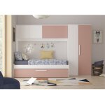 Lit pont blanc et rose 298, 4x96, 5x203, 3 cm avec armoire