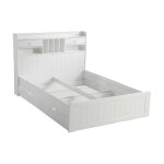 Vente - unique - lit avec rangements 140 x 190 cm - blanc - mederick