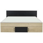 Calicosy - diagone lit adulte avec tiroirs de rangement - chataignier et noir - 160 x 200 - swivel