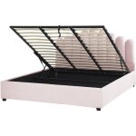 Beliani - lit avec rangement en velours rose 180 x 200 cm haute tte de lit glamour vincennes