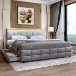Redom - lit rembourré, lit double led, cadre de lit avec 4 tiroirs, sommier à lattes, en tissu velours, ... Redom - lit rembourré, lit double led, cadre de lit avec 4 tiroirs, sommier à lattes, en tissu velours, ...