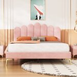 Lit rembourr� lit double 140 x 200 cm, cadre de lit avec t�te de lit et sommier � lattes, lit d'appoint ...