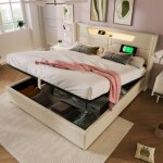 Lit coffre 140x200 cm lit adulte lit double rembourré avec chargement usb type c, éclairage led et sommier ... Lit coffre 140x200 cm lit adulte lit double rembourré avec chargement usb type c, éclairage led et sommier ...