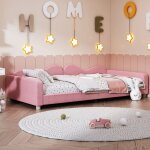 Wishdor - lit simple 90x200 cm, lit rembourr�, lit enfant 90x200 cm, cadre de canap� - lit en tissu peluche ...