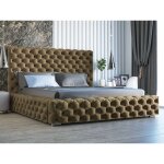 Lit rembourr� avec rangement 140x200 velours marron heaven