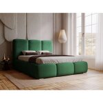 Graingold ? lit capitonn� 160x200 avec coffre de rangement ? t�te de lit haute en velours vert ? cadre ...