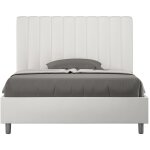 Lit capitonn� design italien 120x190 cm simili cuir blanc nighty -