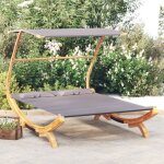 Lit repos et auvent - chaise longue bain de soleil 165x203x138cm bois courb� massif anthracite bv369952 ...