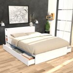 Le quai des affaires - lit 160x200 inclus 2 tiroirs fara blanc