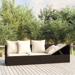 Vidaxl - lit de salon d'extrieur avec coussins marron rsine tresse