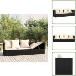 Lit de salon d'ext�rieur avec coussins noir r�sine tress�e - chaise longue - lit de salon ext�rieur - ...